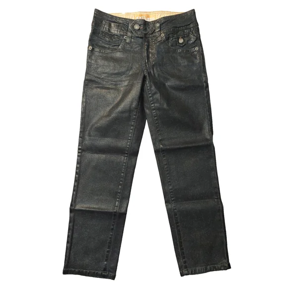 John Galliano Embossed G Midnight Blue Coated Cotton Sparkle Cropped Jeans Sz 25 - Picture 4 of 16